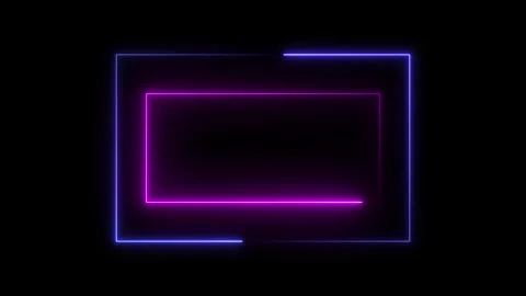Dual Neon Rectangular Frames in Blue and Magenta on Black abstract background Stock Footage 330790459