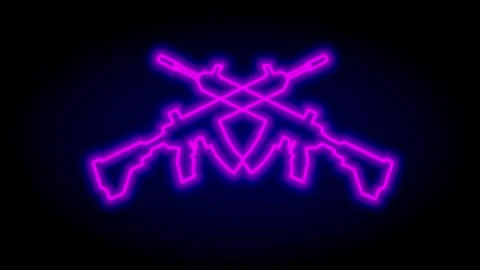 Dual Neon Rifles Stock Footage 335632896
