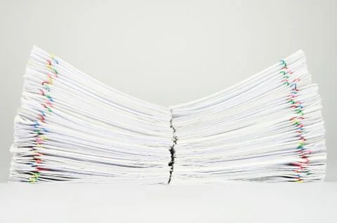 Dual pile overload document place on white background Stock Photos