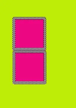 Dual Pink Rectangular Panels with Beaded Border on Lime Green Background 스톡 일러스트