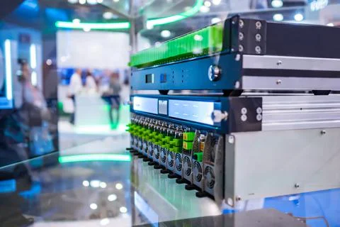 Dual receiver, optical amplifier, codec module - telecommunications equipment Stock Photos