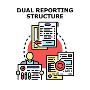 Dual reporting structure concept illustrating management and work organizatio Stock Illustration