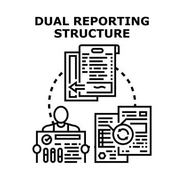Dual reporting structure concept illustrating management and work organizatio 스톡 일러스트