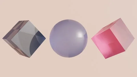 Dual Rotating Cubes and Sphere Alignment in Dynamic 3D Animation Vídeo Stock 269124553