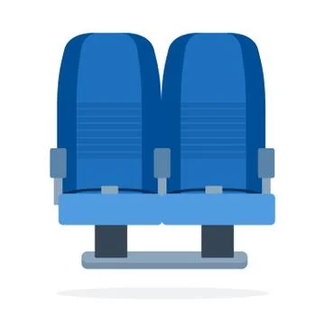 Dual seats aircraft vector flat material design isolated object on white Stock Illustration