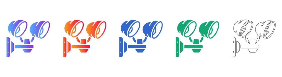 Dual Security Spotlights Icons Stock Illustration