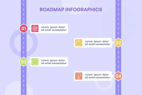 Dual-Side Vertical Roadmap with Separated Milestone Clusters Stock Illustration