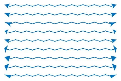 Dual sided wavy arrow shape. Double ended arrow illustration. Stock Illustration