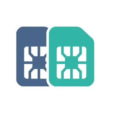 Dual SIM card flat icon. Mobile slot, phone chip symbol Stock Illustration