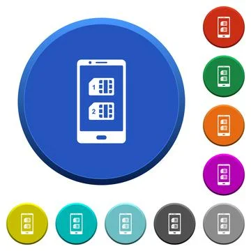 Dual SIM mobile beveled buttons Stock Illustration