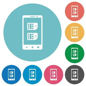 Dual SIM mobile flat round icons Stock Illustration