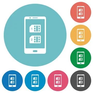 Dual SIM mobile flat round icons Stock Illustration