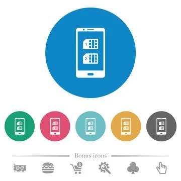 Dual SIM mobile flat round icons Stock Illustration
