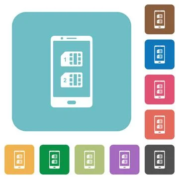 Dual SIM mobile rounded square flat icons Stock Illustration