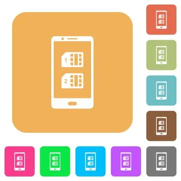 Dual SIM mobile rounded square flat icons Stock Illustration
