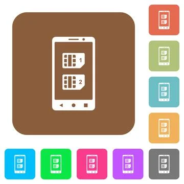 Dual SIM mobile rounded square flat icons Stock Illustration