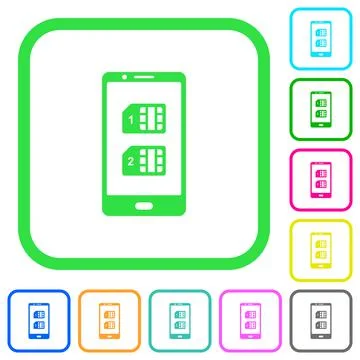 Dual SIM mobile vivid colored flat icons イラスト素材