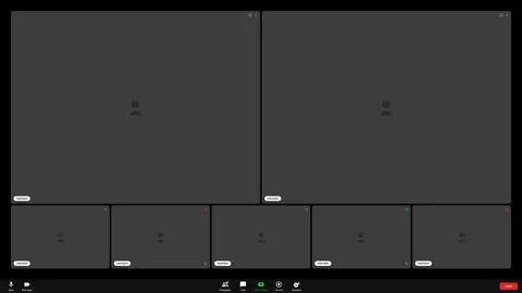 Dual speaker video conference layout with multiple participants. 4K Video Vidéo 340304397