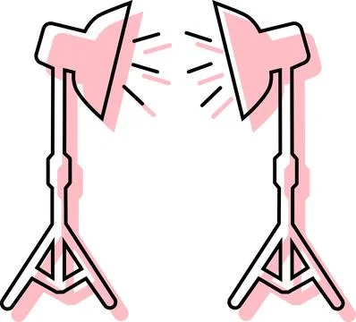 Dual studio light stands line art icon Stock Illustration