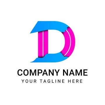 Dual Tone D Logo of Digital Innovation and Brand Identity Stock Illustration