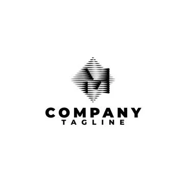 Dual tone M rectangle box logo design template. Letter M initial logo Illustrazione stock