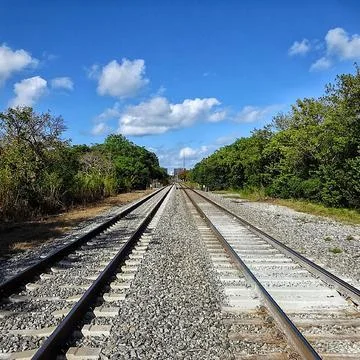 Dual train tracks Stock Photos