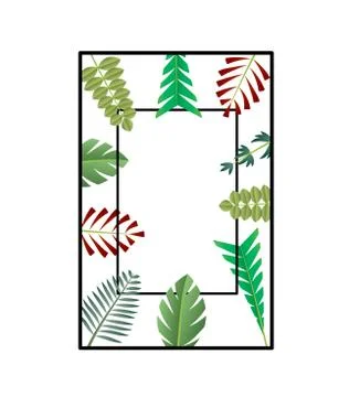 Dual vector frame with leaves of the tree Stock Illustration