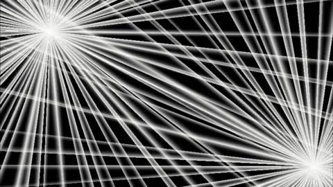 Dual White Sunburst Light Rays Rotating in Opposite Directions on Black Stock Footage 339200636