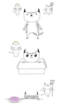 Dualistic nature of a cat 스톡 일러스트