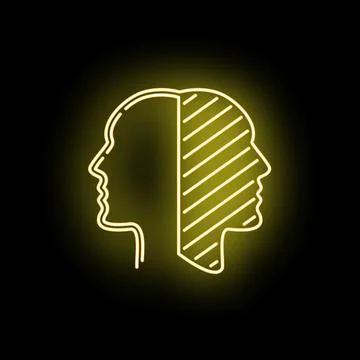 Duality concept showing split human head profile Stock Illustration