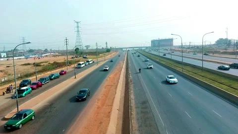 Dualized lane, airport road, FCT. Stock Footage