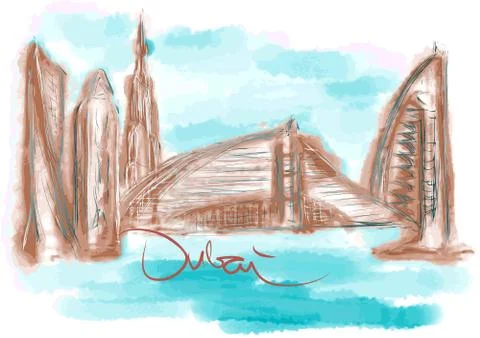 Dubai. abstract silhouette Stock Illustration