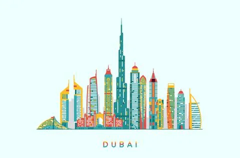 Dubai abstract skyline Stock Illustration