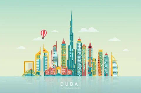 Dubai abstract skyline. Stock Illustration