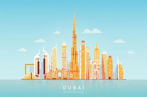 Dubai abstract skyline. 库存插图