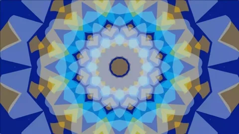 Dubai arabesque islamic pattern, beautiful blue gold abstract kaleidoscope Stock Footage 154050826