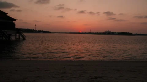 Dubai Beach Sunset Stock Footage 236030892