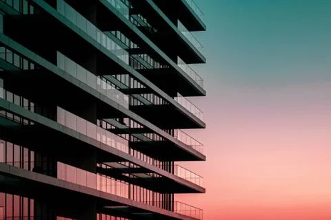 Dubai building in the sunset. Stock Photos