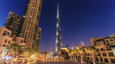 Dubai BurjKhalifa evening timelapse Stock Footage 33911272