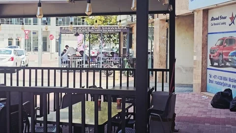 Dubai cafeteria outside 4k Stock Footage 333414895
