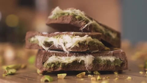 Dubai chocolate high end dessert video 스톡 동영상 313546828