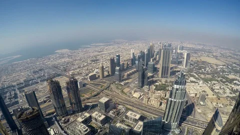 Dubai city aerial view of downtown Dubai skyscrapers - Burj Khalifa UAE Stock Footage 101882995