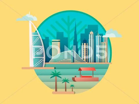 Dubai city building icon Stock Illustration