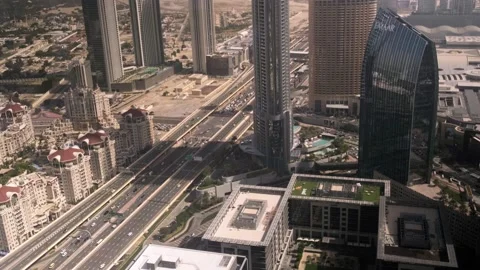 Dubai city center from the observation deck, dubai city from a height Stock Footage 235466919