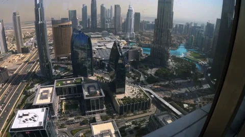 Dubai city center from the observation deck, dubai city from a height Stock Footage 236902183
