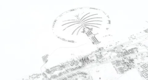 Dubai city map 3D Rendering. Aerial satellite view. Ilustración de archivo