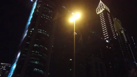 Dubai City at Night. Urban Street View. Stock Footage