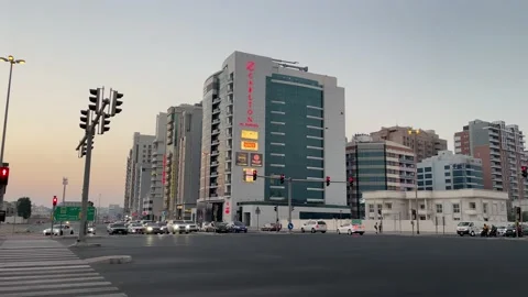 Dubai city scrapers view in road side Stock Footage 154163853