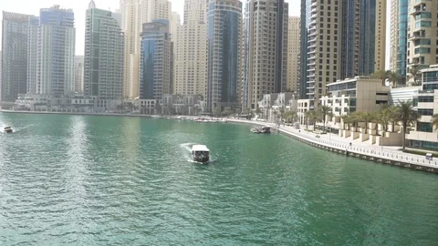 Dubai city view from harbour Stock Footage 99266109