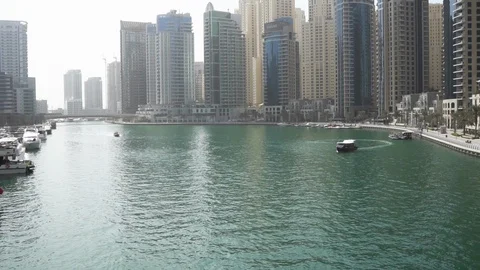 Dubai city view from harbour Stock Footage 99267116